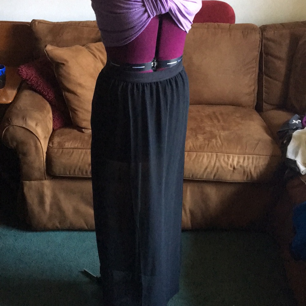 Black sheer slit maxi skirt from H&M